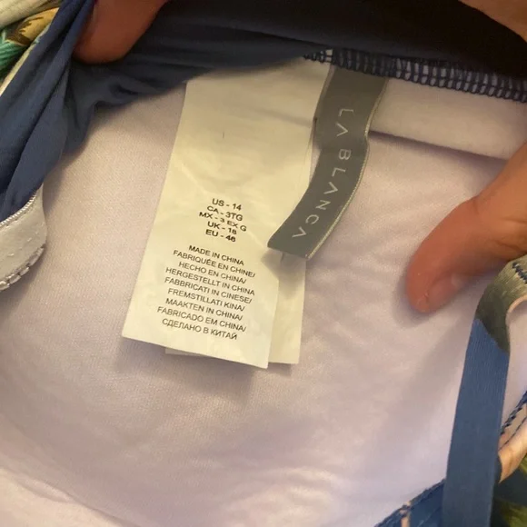 La Blanca womens size 14 bathing suit set, rainforest pattern - Picture 6 of 7